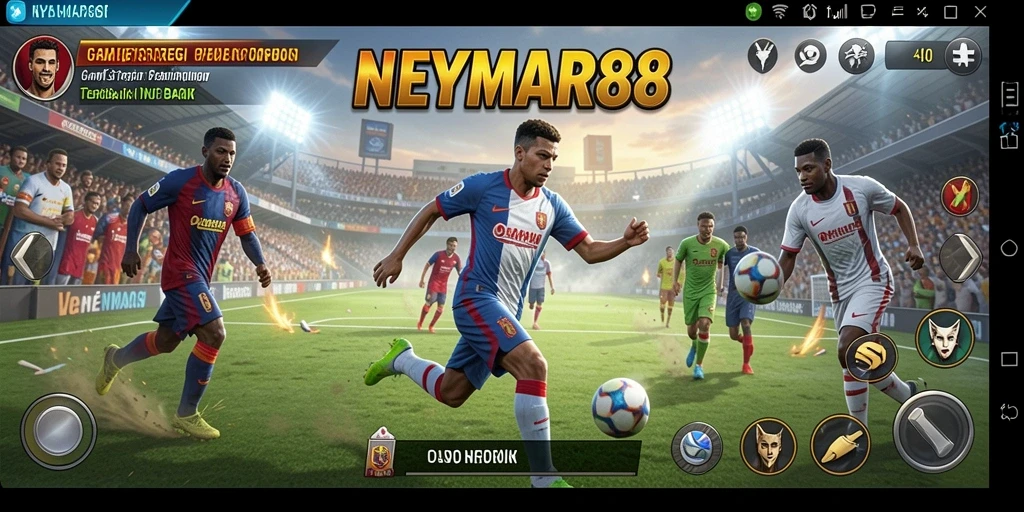 Tangkapan layar gameplay <strong>NEYMAR88</strong> menampilkan manajemen tim yang intens dan grafis yang menarik.
