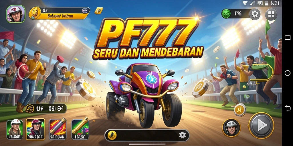 Tangkapan layar PF777 menampilkan aksi balapan yang mendebarkan.