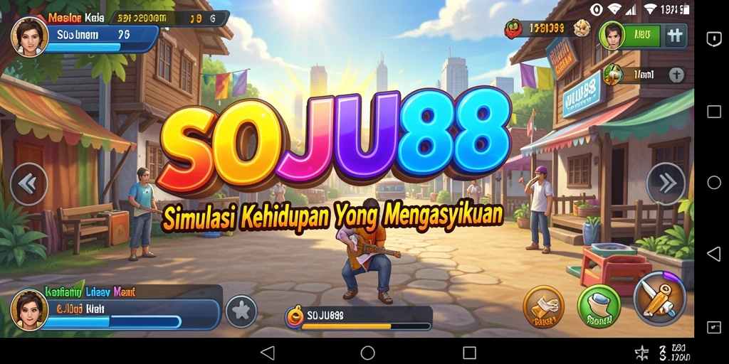 Screenshot dari gameplay <strong>SOJU88</strong> yang menampilkan interaksi karakter dan lingkungan.